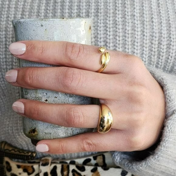 Size 9 Womens Gold Plated Retro Smooth Surface Dome Unisex Finger‎ Ring Jewelry - Picture 12 of 13